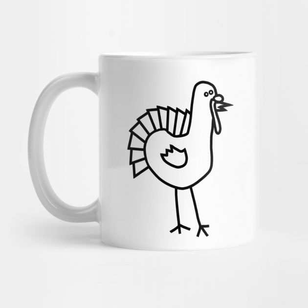 Minimal Thanksgiving Turkey Line Drawing by ellenhenryart